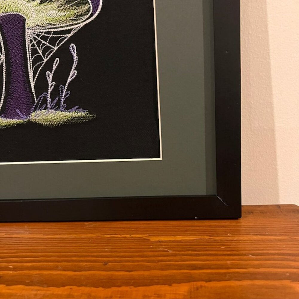 Homemade Purple & Green Mushroom Embroidery Art - Picture 5 of 7